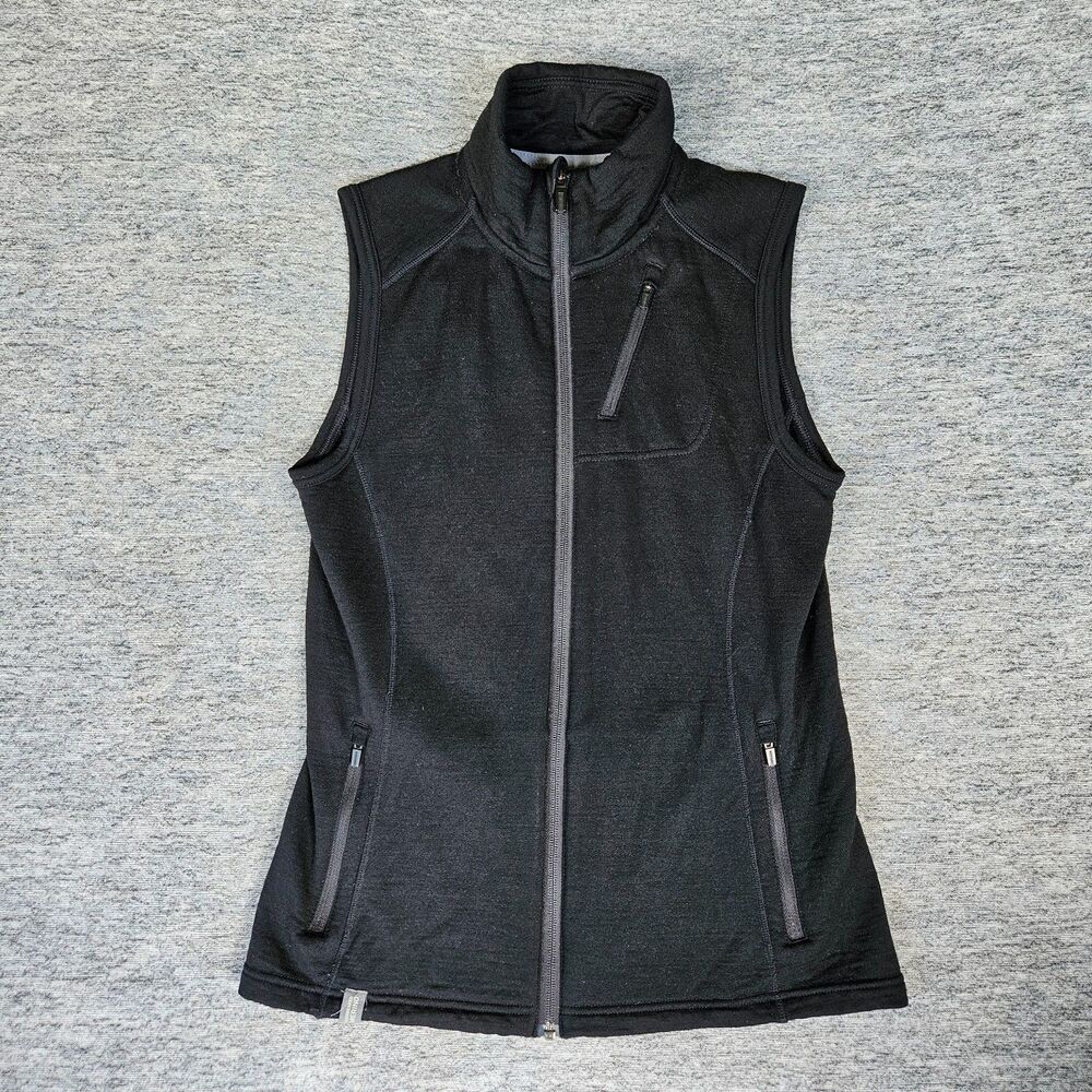 Icebreaker Merino Vest Women's Small Black RealFleece Wool Zip Pockets Outdoor